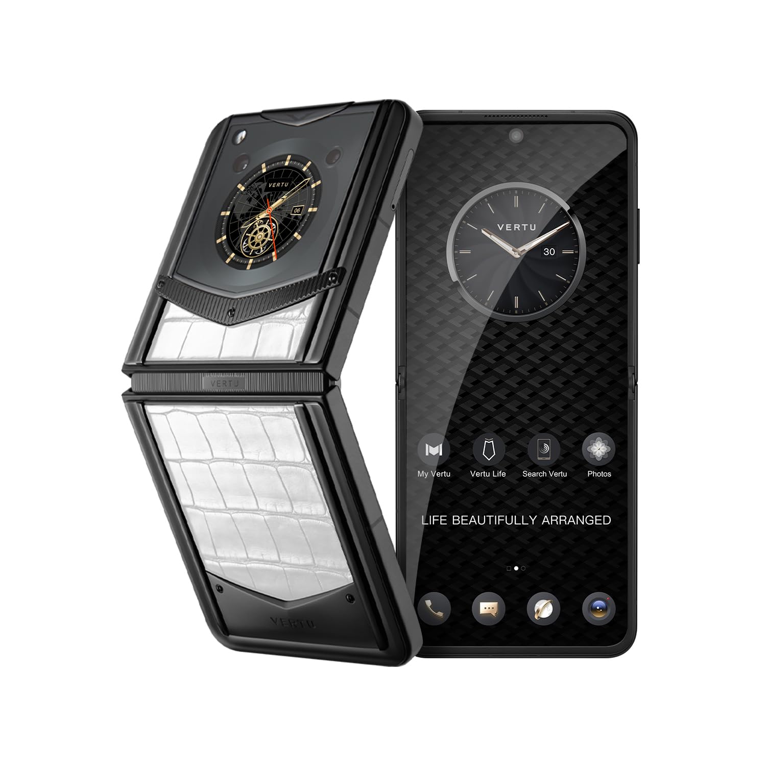 VERTU IRON FLIP｜カーボン VERTU IRONFLIP PHONE CARBON TEXTURE TAFFETA - LUXURY FLIP PHONE